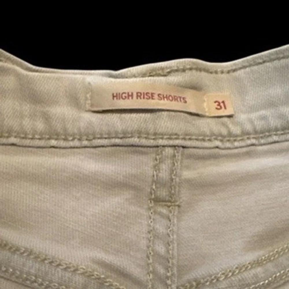 Levis High Rise Denim Shorts Light Grey Raw Hem Size 31 Womens Cutoff Shorts‎